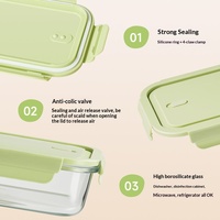 Boîte à lunch en verre borosilicate haute résistance sans PFAS, compatible micro-ondes et lave-vaisselle, à 2 compartiments, avec couvercle hermétique pour la préparation des repas et le bureau (vente en gros)