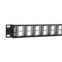 Panel Patch Gabungan Serat Optik dan Tembaga 19 Inci 1U 24 Port, Terpasang di Rak, FTP STP Terproteksi, Sudut 45 Derajat