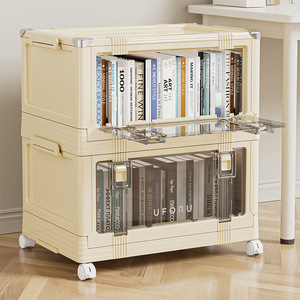 Stackable Mobile Storage Cabinet With Wheels And Clear Door For Books And Classroom Use - Product Image 1