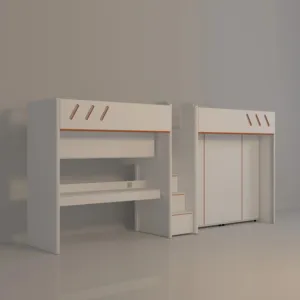 Muebles para dormitorio de estudiantes, litera de metal para apartamento con escritorio de madera para dormitorio de estudiantes universitarios o uso escolar