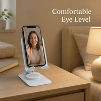 Support de téléphone en métal pliable et rotatif pour bureau, support universel pour tablette, idéal pour regarder des films, des émissions en direct, etc.