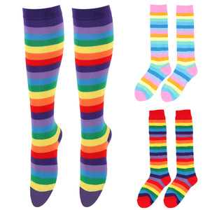 Chaussettes hautes rayées arc-en-ciel en gros, bas longs colorés pour femmes et filles, idéales pour cosplay, fêtes, carnaval et événements Pride - Product Image 6