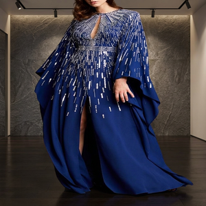Magnifique robe de mariée mexicaine brodée, luxueuse, de haute qualité, en velours bohème, longue jusqu'au sol, avec manches papillon florales - Product Image 3