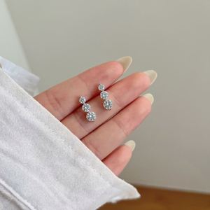Dylam Stylish Design 925 Sterling <b>Silver</b> Non Tarnish Non Fade Three D Color VVS1 Moissanite Stones <b>Stud</b> Earrings for Dress-up - Product Image 2