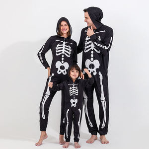 Pijamas Familiares Divertidos de Halloween con Estampado de Esqueleto, Sudadera con Capucha y Cremallera, Ropa de Estar por <span class=keywords><strong>Casa</strong></span> para las Fiestas - Product Image 2