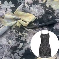 Tissu en maille élastique en polyester et élasthanne à imprimé floral, doux et respirant, pour robes, tenues et foulards pour femmes