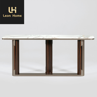 Table console personnalisée de luxe en marbre avec pieds en acier inoxydable à insérer Décor en bois massif pour l'entrée Villa Salon