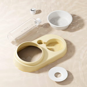 Portátil 1L elegante 3-em 1 Cat Food Water <span class=keywords><strong>Bowl</strong></span> Set plástico Pet Bowls com gravidade Water Feeder Ear Design para proteção do pescoço - Product Image 4