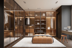 Armario Vestidor Moderno de Diseño Personalizado de Primera Calidad, Armario de Lujo con Separación de Vidrio e Iluminación LED para Dormitorio, Apartamento, Villa u Hogar - Product Image 3