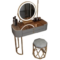 Nouvelle Table de Maquillage Professionnelle 3C Durable et Moderne pour Chambre à Coucher, Finition Bois de Rose, Design Multifonctionnel pour Rangement de Maquillage de Petite Taille