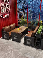 Tables et chaises de bistrot en fer forgé de style industriel rétro, mobilier pour brasserie, chaises de bistrot et table à manger