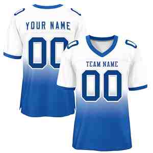 Custom <b>White</b> Royal-<b>White</b> Gradient Fashion Outdoor Authentic <b>Football</b> Jersey - Product Image 1