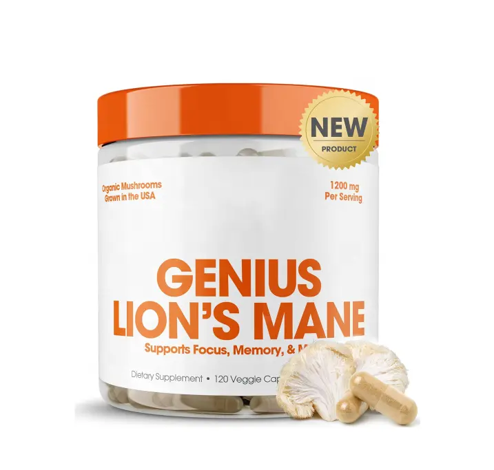 Private label natural lions mane mushroom capsules reishi cordyceps sinensis complex supplement 90 capsules