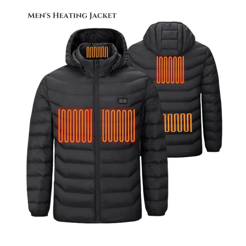 पुरुषों के लिए कस्टम यूएसबी रिचार्जेबल बैटरी हीटेड जैकेट वार्म इंटेलिजेंट तापमान वाटरप्रूफ आउटडोर विंटर हीटिंग जैकेट