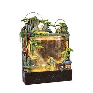 Fuente de agua artificial Quanfangyuan con rocas, decoración de jardín para interiores y exteriores con iluminación LED y rueda de agua - Product Image 5