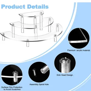 3-Tier nửa mặt trăng Acrylic hiển thị đứng rõ ràng cupcake Nước hoa tổ chức <span class=keywords><strong>Rack</strong></span> cho món tráng miệng thực phẩm - Product Image 3