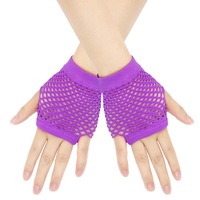 Gants résille courts noirs en polyester pour adultes