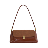 Sac à bandoulière pour femme en cuir avec rabat et fermoir doré, style de luxe pour les voyages et le shopping