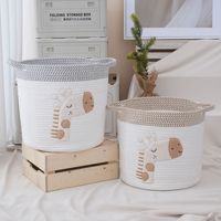Panier de rangement en corde de coton brodée et moelleuse, idéal pour la chambre, le panier à linge, le bureau, l'entrée, et pour ranger les jouets et