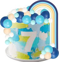 Blaue Regenbogen-Kuchendekoration Mini-Kugeln Dunkelblau Beige Kuchendekoration für Geburtstag Babyparty Partydekoration Zubehör
