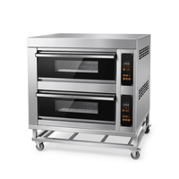Four à sole électrique commercial en acier inoxydable, 2 niveaux, 4 plateaux, contrôle tactile, pour boulangerie et cuisine