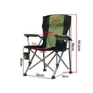 Chaise de camping portable robuste à dossier haut avec support lombaire, chaise de camping pliable avec accoudoirs rigides et porte-gobelet - Product Image 2