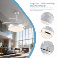 Ventilateur de plafond LED moderne en métal avec télécommande, 6 vitesses, 3 couleurs changeantes, CRI 97, silencieux 29 dB, moteur AC, intensité variable pour chambre et salon