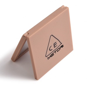 Hot Selling Pink Plastic Square Double Side Folding Portable Pocket Make up Mirror - Product Image 2