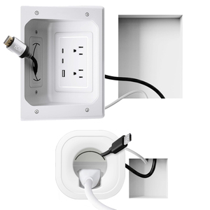 Kit Ocultador de Cables para TV con Enchufe Triple Empotrado y Sierra de Mano para una Gestión de Cables Fácil y Segura para una TV Organizada - Product Image 1