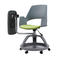 Chaises d'école à vente chaude, chaise en PP Node, chaise d'étudiant avec tableau d'écriture, chaises pivotantes à roulettes pour les salles de classe universitaires