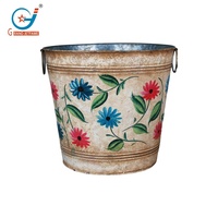 Jardinière en métal galvanisé de 7,8 gallons avec support pour plantes d'intérieur et d'extérieur