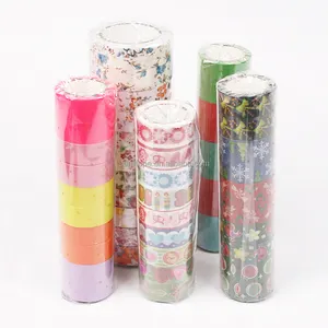 Custom Gedrukt Gekleurde Decoratie Zelfklevend Papier Breed Masking Washi Tapes Set Groothandel Diy Dagboek Met Washi Tape Goud Folie