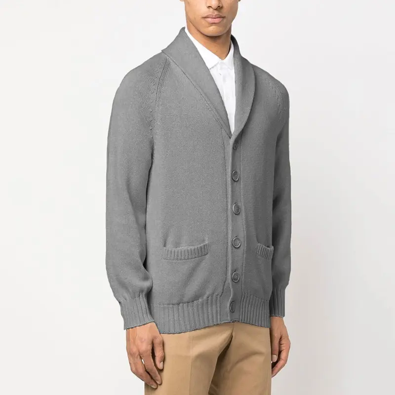 Wholesale Fashion V-Neck Men Long Sleeve Knitted Knit Designer cardigan Sweater Custom