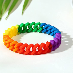 Bracelet en silicone souple et confortable, torsadé, six couleurs, en gros, en stock, pour le Mois de la fierté LGBTQ+, motif homosexualité - Product Image 6