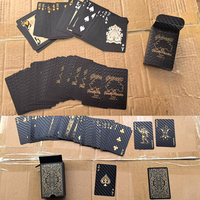 Jeu De Carte Personnaloser permainan dengan logo bermain kartu Poker kustom uang Euro 100 dicetak tahan air Foil emas Pvc