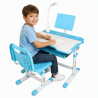 Bureau d'écriture en plastique réglable avec chaise pour étudiant, mobilier scolaire de haute qualité, ensemble bureau et chaise réglables pour étudiant