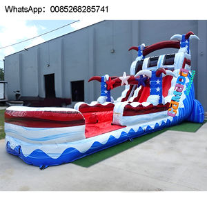 Les instruments gonflables de couleur de taille personnalisée rebondissent toboggan rouge dans la jungle pour s'amuser toboggan bleu de 18 pieds 20 pieds 22 pieds avec piscine - Product Image 6