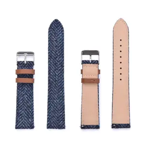 JUELONG Vintage Canvas Watch Band 18mm 20mm 22mm Leather Watch Strap Quick Release Business Casual Strap