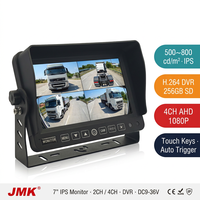 Moniteur de recul JMK IPS tactile HD 1080P 7 pouces avec clés DVR SD pour camions, bus, logistique, véhicules commerciaux, affichage quadruple, vente en gros en stock