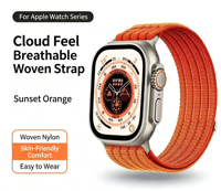 Bracelet de montre sport en nylon tissé respirant compatible avec Apple Watch S11, Ultra 3, Series 10 9 8, SE 2