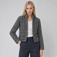 Pull cardigan en maille à col montant en mélange de cachemire et de laine, style mode de Noël