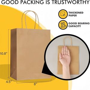Custom Brown Paper Bags with Handles Bulk 8x4.5x10.8 Inch <b>Gift</b> Bags Bulk Brown Kraft Paper Bags <b>for</b> Retail Party Shopping Favor - Product Image 2