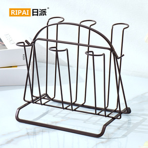 Ripai Wrought Iron Cup Holder Triple Glass Storage <b>Rack</b> Space Saving Design For <b>Kitchen</b> countertop - Product Image 3
