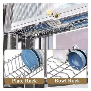 Égouttoir à vaisselle à 2 niveaux en acier inoxydable, anti-poussière, grande capacité, organisateur de couverts, support de rangement pour évier avec couvercle - Product Image 3