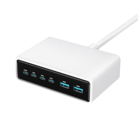 Bloc de charge USB C - Station de charge 200W Slim Fast GaN 6 ports pour plusieurs appareils, Hub de charge USB, Adaptateur secteur pour ordinateur portable 100W PD