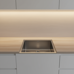 Évier de cuisine en acier inoxydable 28x18x10 à encastrer, cuve simple carrée, surface polie - Product Image 2