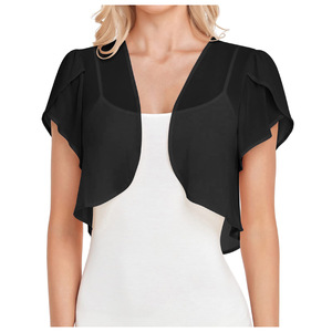 <span class=keywords><strong>Bolero</strong></span> de Chifón para <span class=keywords><strong>Mujer</strong></span> Aottori, Elegante, sin Mangas, con Estampado Floral, Tipo Cárdigan Corto, con Cuello Halter y Cordones, Forrado de Lana, Abierto por Delante - Product Image 1