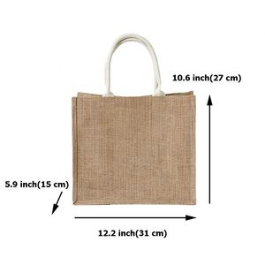Custom Logo Reusable Jute Shopping Bags <b>Laminated</b> Burlap Gift Bag for Wedding Welcome Packs - Product Image 2
