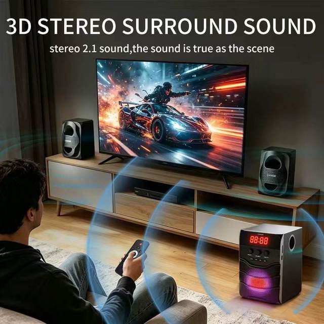 2.1 Active Multimedia Computer Speakers RGB Gaming Sound System with Subwoofer for PC Laptop Mobile Phone Home Theater