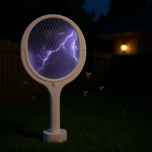 Raquette anti-insectes électrique 3200V UV LED, intérieur/extérieur, contrôle des moustiques, plastique, manche télescopique - Product Image 2